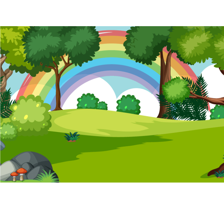 Fototapete Kinderzimmer Regenbogen und grüner wald - TenStickers