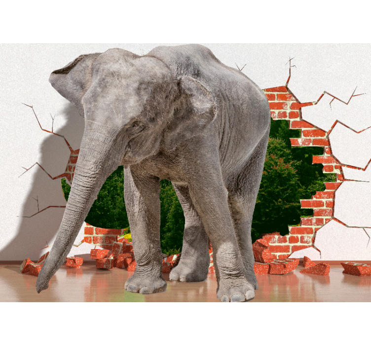 Fototapete 3d elefant durchbricht wand - TenStickers