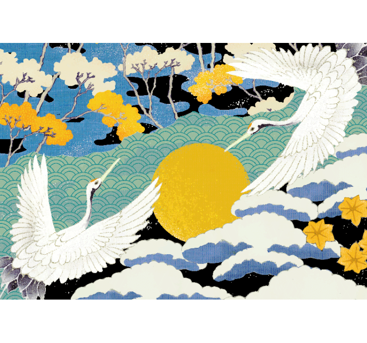 Fototapete Natur kraniche und sonne - TenStickers