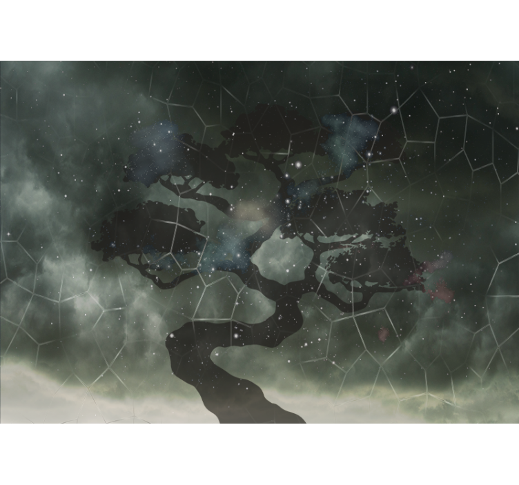 Fototapete weltraum mit silhouette eines himmelsbaums - TenStickers