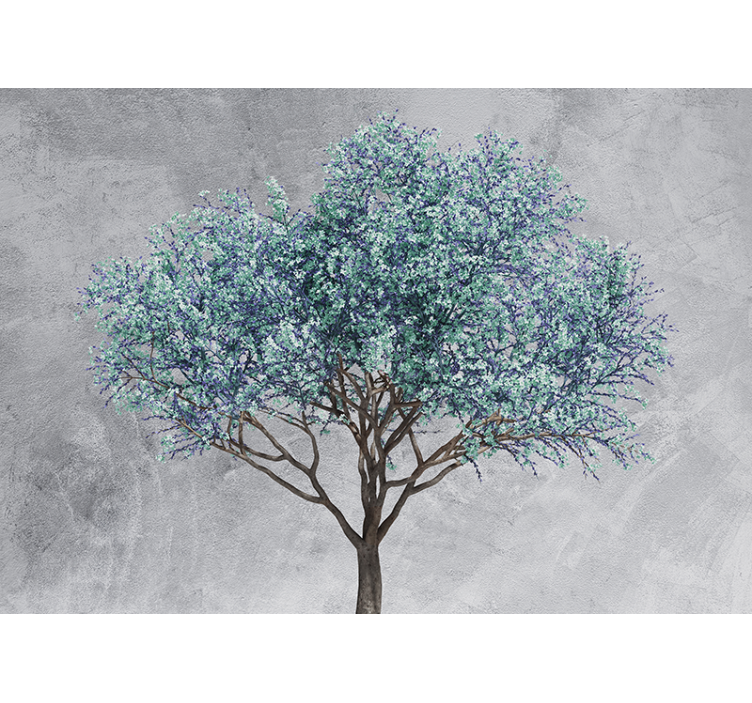 Fototapete Natur Minimalistischer baum mit blauen blüten - TenStickers