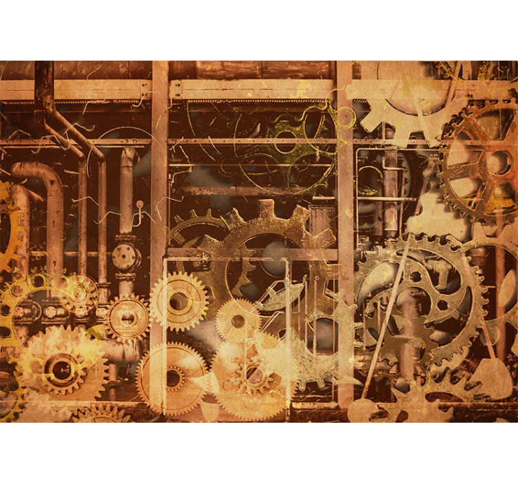 Fototapete 3D Vintage Retro Industrierohre gold - TenStickers