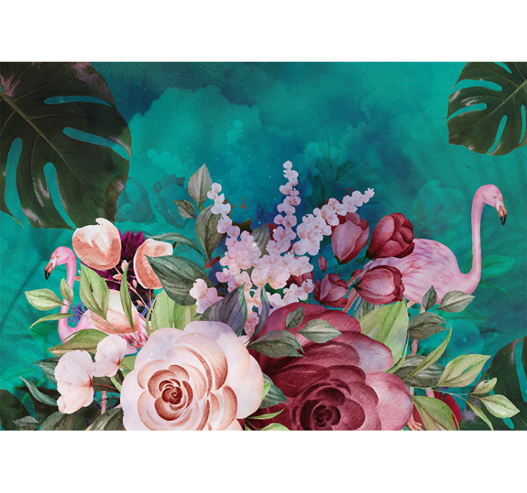 Fototapete blumen flamingo blumenausstellung - TenStickers