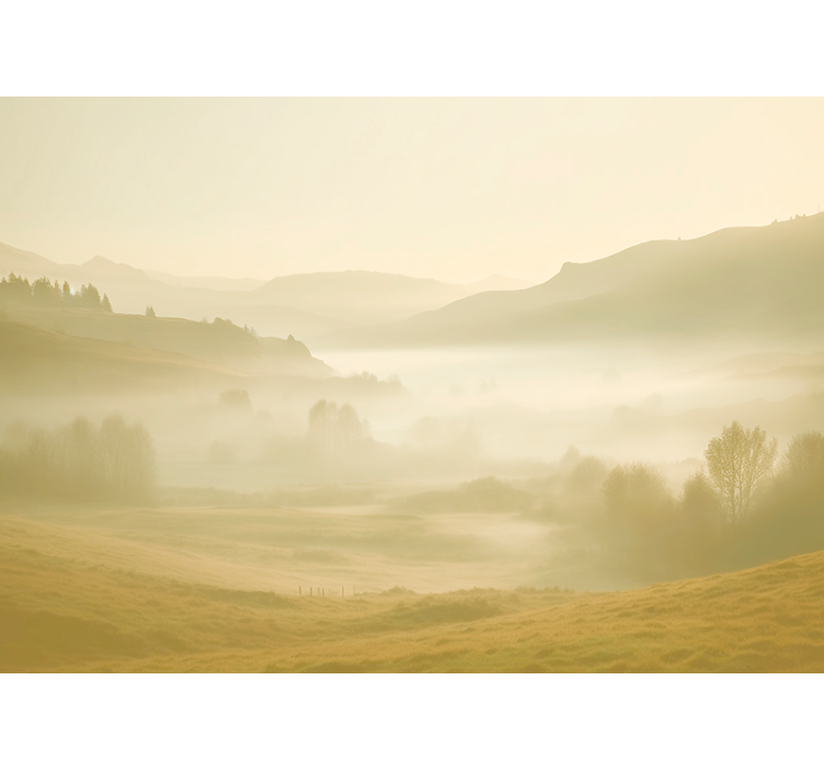 Fototapete Berge beige und neblige ansichten - TenStickers