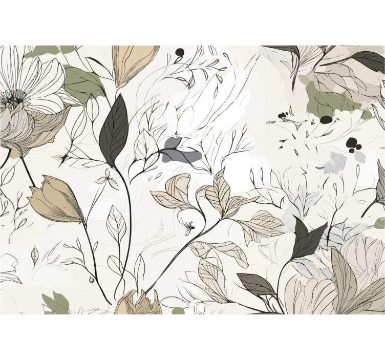 Fototapete Badezimmer blumen zeichnen - TenStickers