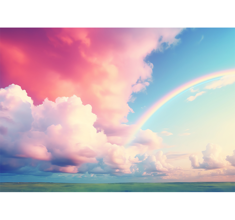Fototapete Kinderzimmer bewölkter himmel mit regenbogen - TenStickers
