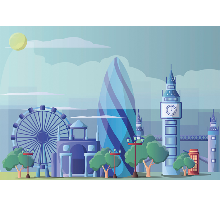 Fototapete London londoner kinderzimmerillustration - TenStickers