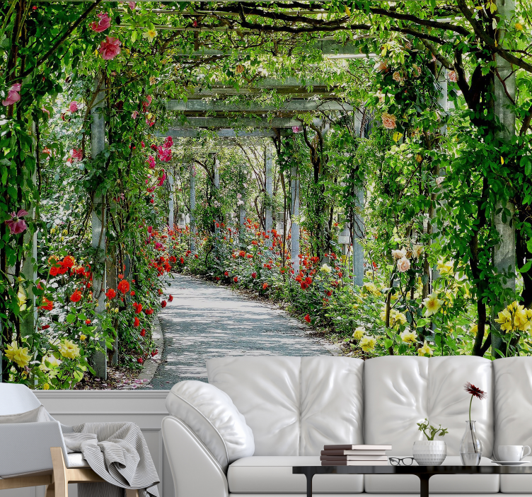 Fototapete 3D 3d-blumen im tunnel - TenStickers