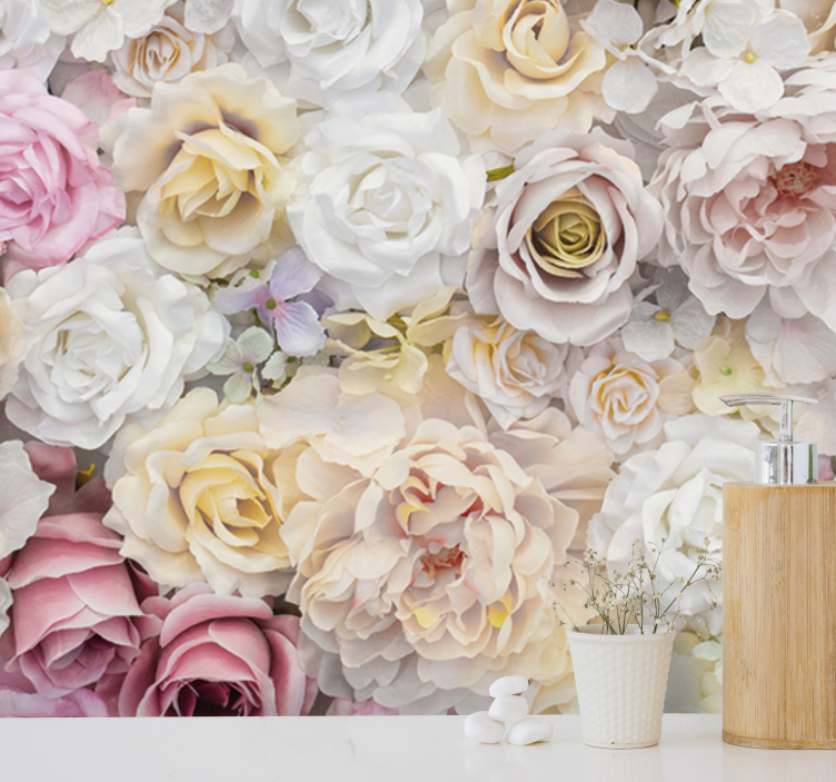 Fototapete 3D Strauß weißer rosen - TenStickers