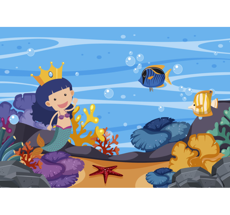 Fototapete Kinderzimmer meerjungfrau cartoon unterwasser - TenStickers