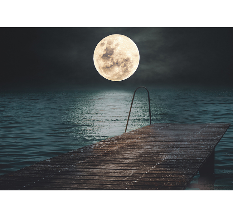 Vollmond im Meer Fototapete - TenStickers