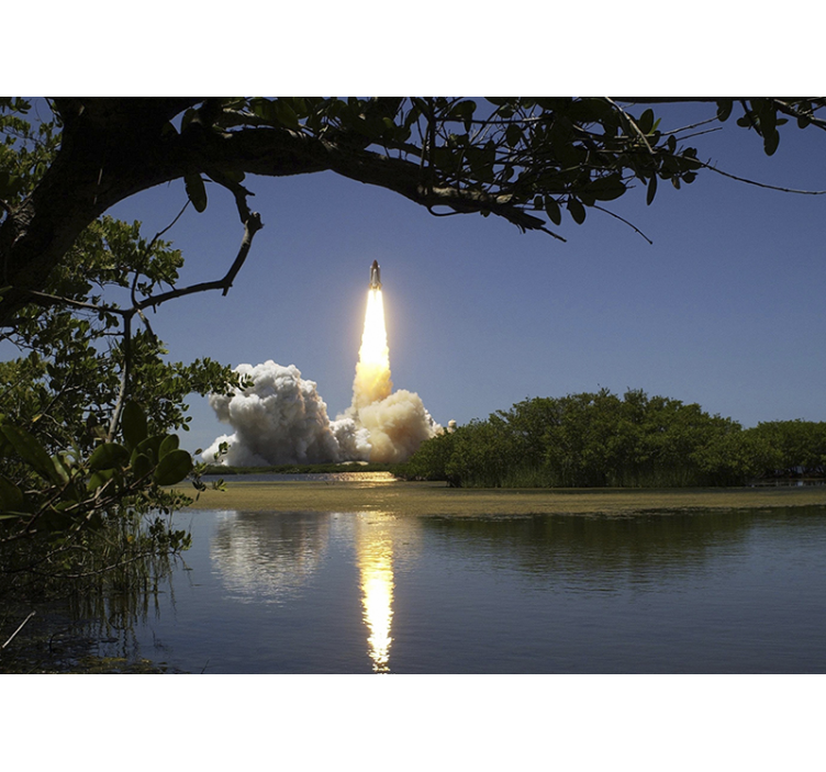 Fliegende Rakete Landschaft Fototapete - TenStickers