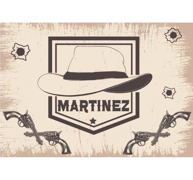 Fototapete personalisiert Cowboyhut mit Namen - TenStickers