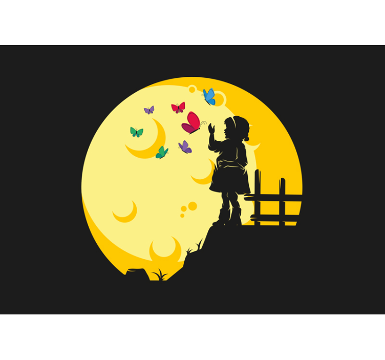 Fototapete babyzimmer kindersilhouette schmetterlinge - TenStickers