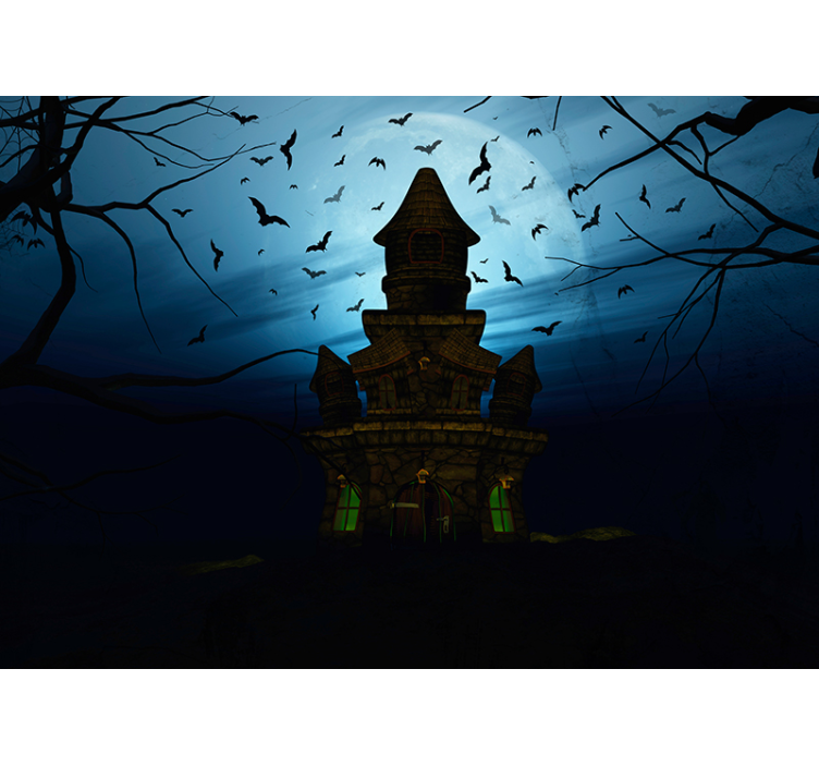 Halloween fototapete gespenstisches schloss silhouette - TenStickers
