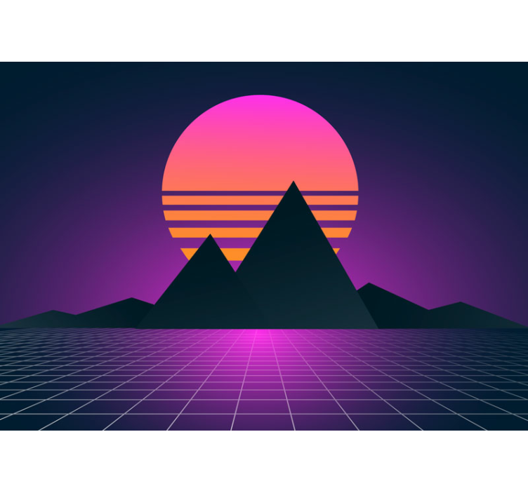 Fototapete 3d geometrische sonnenuntergangsszene - TenStickers