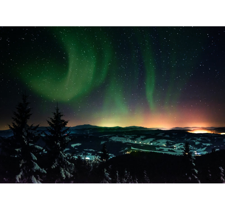 Fototapete Natur Nordlichter buntes grün - TenStickers