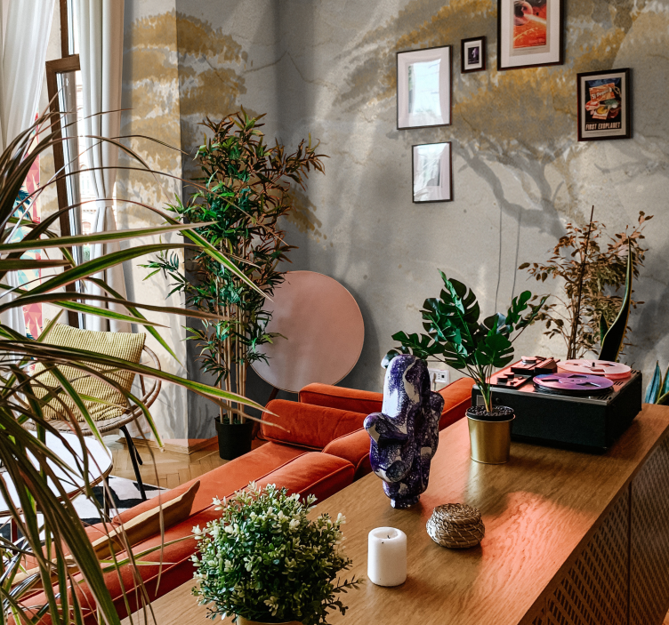 Fototapete Wohnzimmer anmutige baumsilhouetten - TenStickers