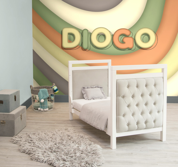 Fototapete Kinderzimmer geschwungene streifen mit namen - TenStickers