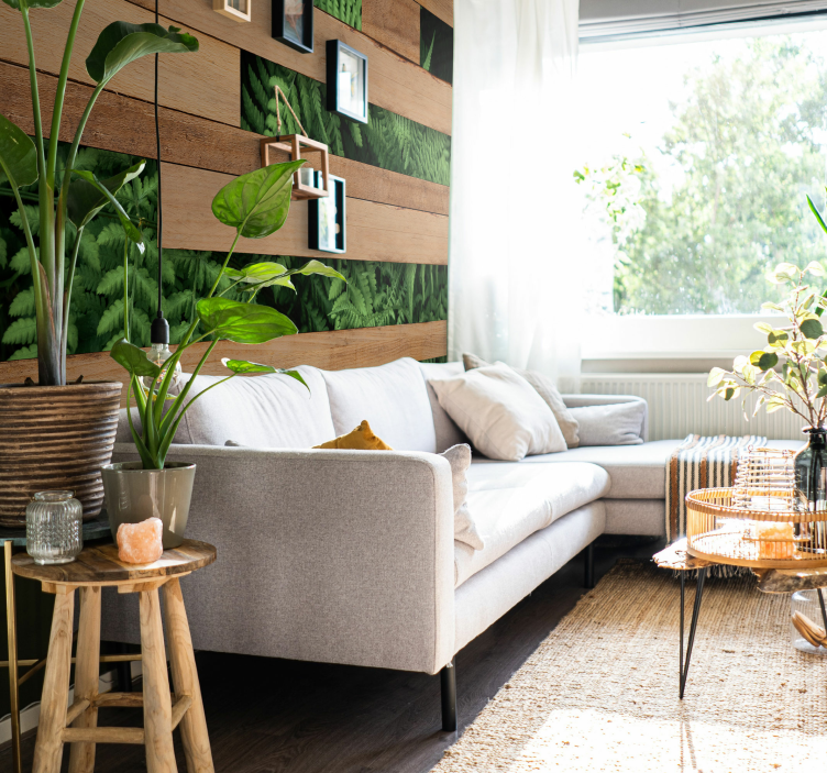 Fototapete Holz Wandpflanzen - TenStickers