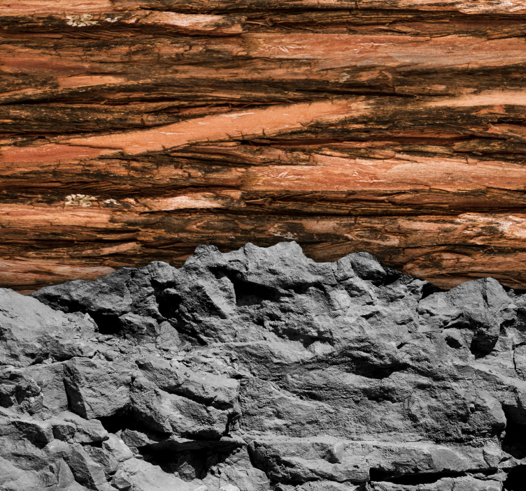 Fototapete Wohnzimmer Holz und Stein Muster - TenStickers