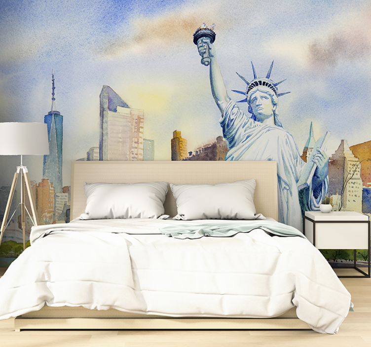 Aquarell Freiheitsstatue New York Fototapete - TenStickers