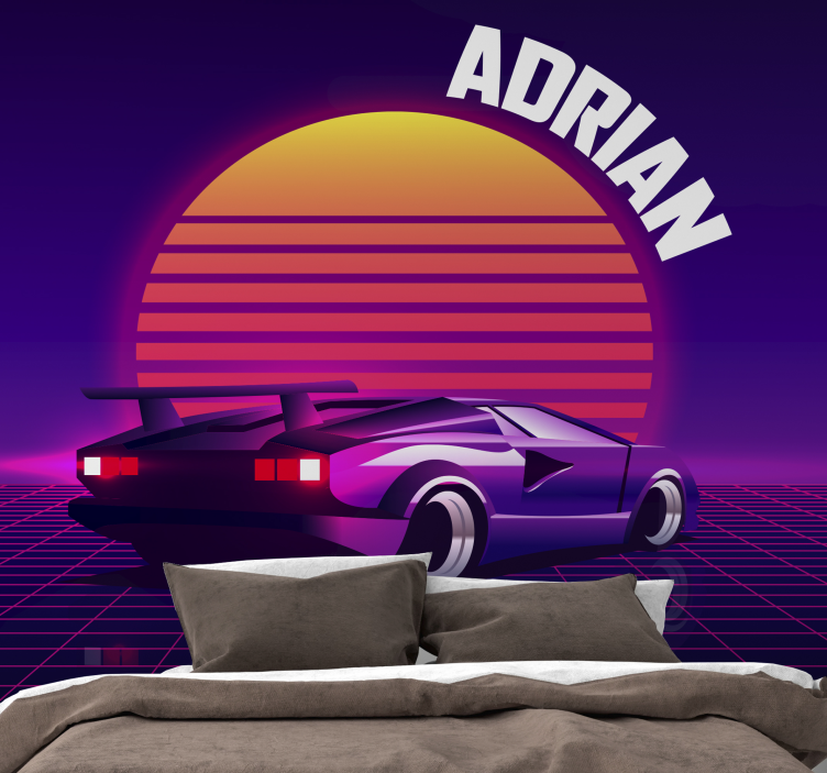 Fototapete Auto Sportliches auto bei sonnenuntergang - TenStickers