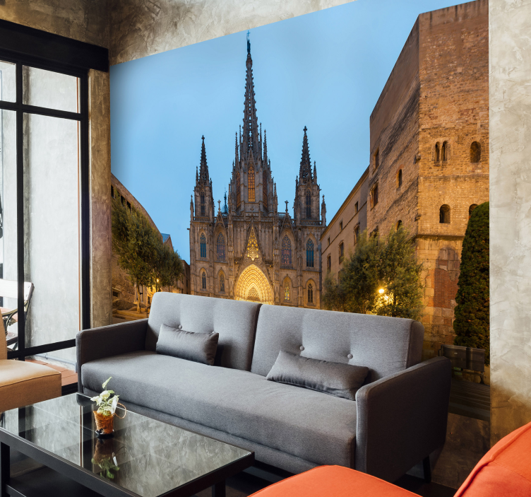 Stadt fototapete der kathedrale von barcelona - TenStickers