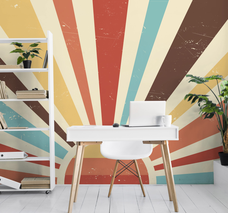 Fototapete 70's Sun Abstrakter vintage sonnenuntergang - TenStickers