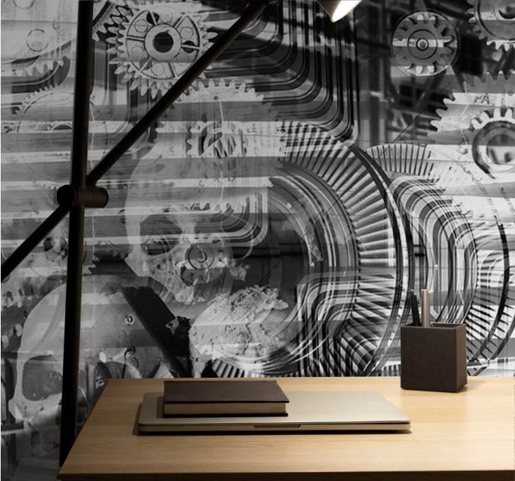 Fototapete abstrakt mit mechanischen schädelmustern - TenStickers