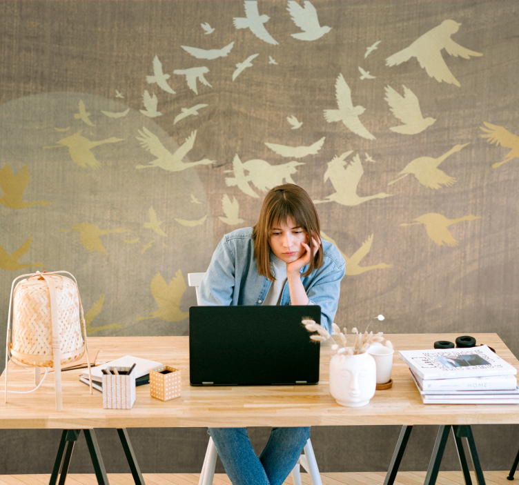 Fototapete Orientalische Sonne mit Vogelschwarm - TenStickers