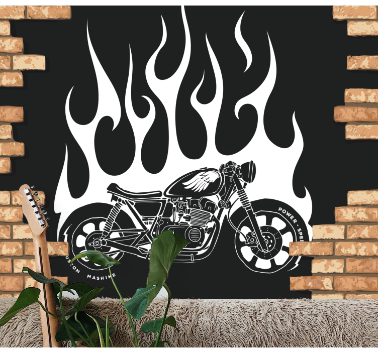 Fototapete auto mit motorradflammen - TenStickers