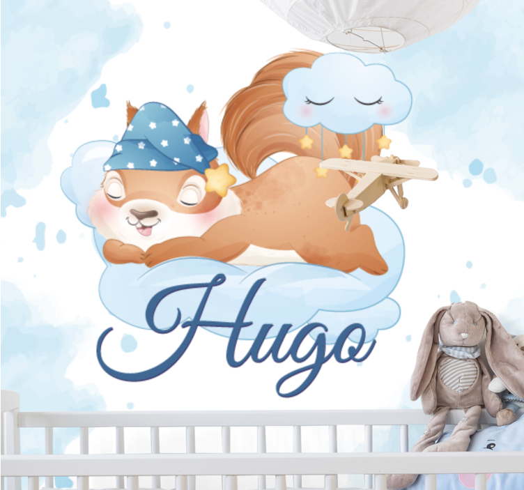 Fototapete babyzimmer schlafende eichhörnchen träume - TenStickers