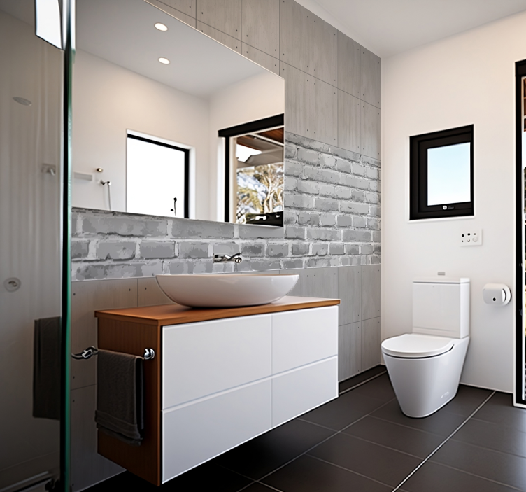 Fototapete Badezimmer Betonsteine Optik - TenStickers