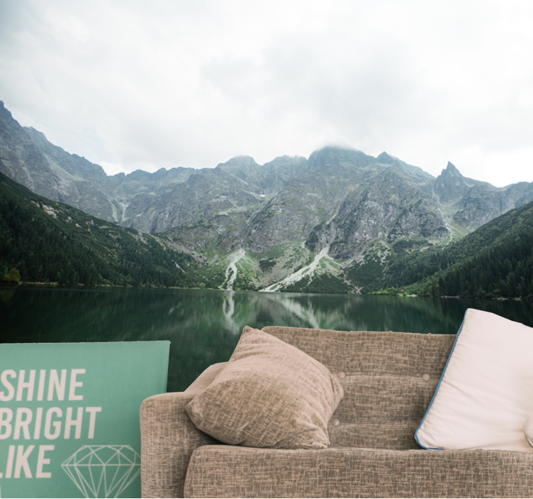 Fototapete Berge Rysy peak schwarzer teichblick - TenStickers