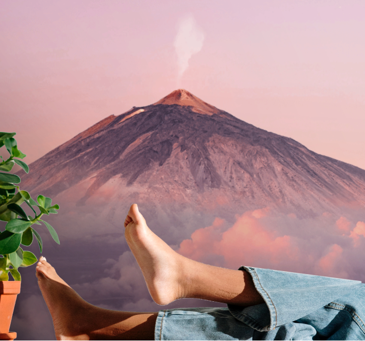 Fototapete berge vulkan mit rauchgipfel - TenStickers