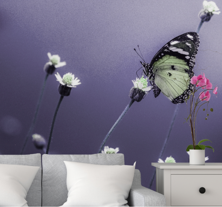 Fototapete blumen schmetterling auf blumen - TenStickers