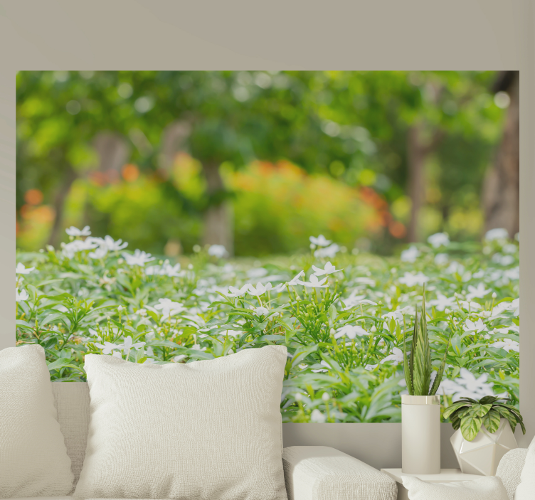 Fototapete blumen üppige weiße blüten - TenStickers