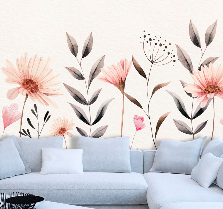 Fototapete Blumen zartes beiges arrangement - TenStickers