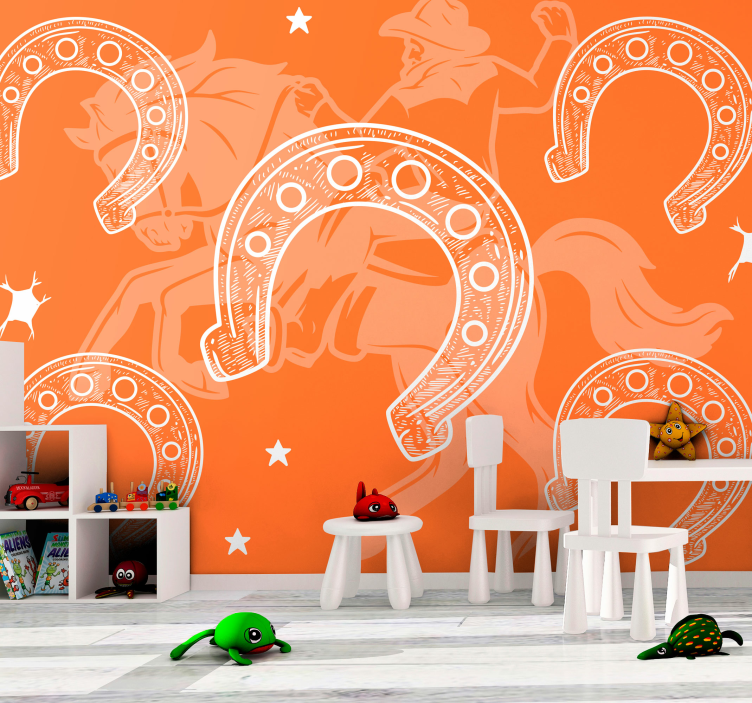 Fototapete fahrzeuge rodeo-szene mit hufeisen - TenStickers