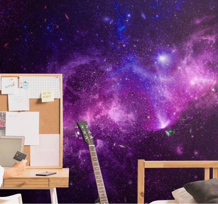 Fototapete Jugendzimmer Abstrakte spritzte lila galaxie - TenStickers