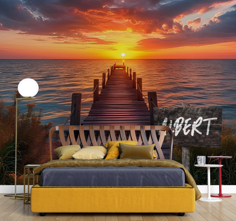Fototapete Jugendzimmer name des pfadschilds bei sonnenuntergang - TenStickers
