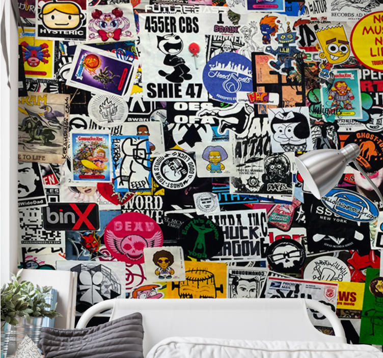 Fototapete graffiti bunte sticker-kollage - TenStickers