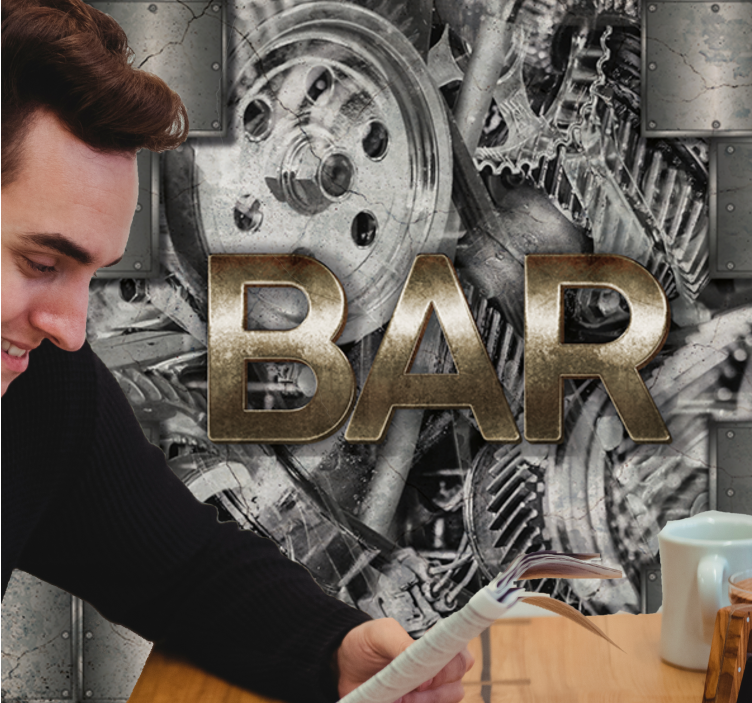 Fototapete graffiti mit industriellem zahnradschriftzug - TenStickers