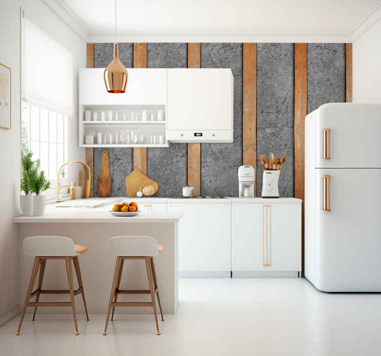 Fototapete Holzbohlen auf Beton - TenStickers