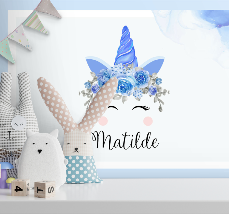 Fototapete kinderzimmer mit bezaubernder einhornillustration - TenStickers