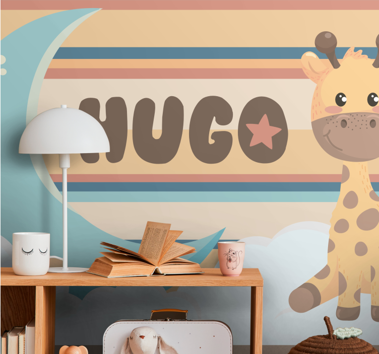 Fototapete kinderzimmer mit niedlicher giraffe illustration - TenStickers