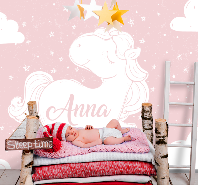 Fototapete kinderzimmer mit verspieltem einhorn-design - TenStickers