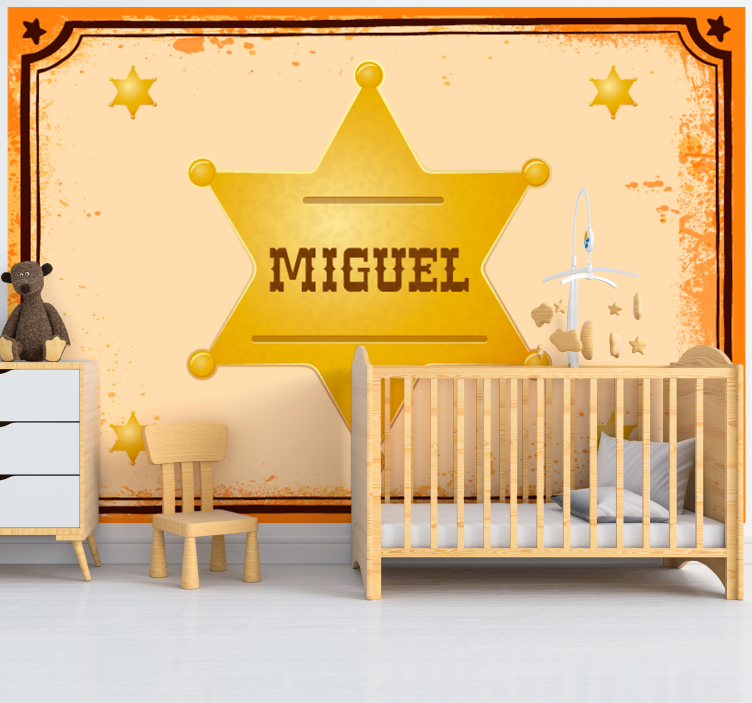 Fototapete Kinderzimmer personalisierter sheriffstern - TenStickers