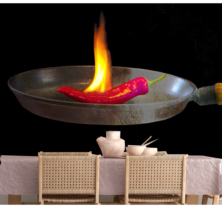 Fototapete Küche feurige chilischote - TenStickers